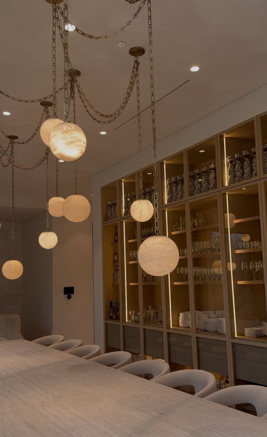 Dining room and glass wine wall