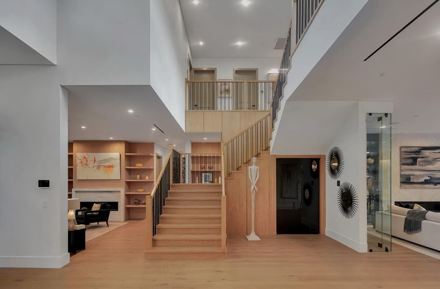 Entry gallery and library stair