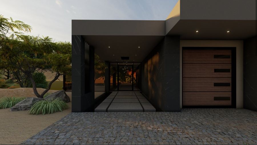 Rendering: entry at dusk