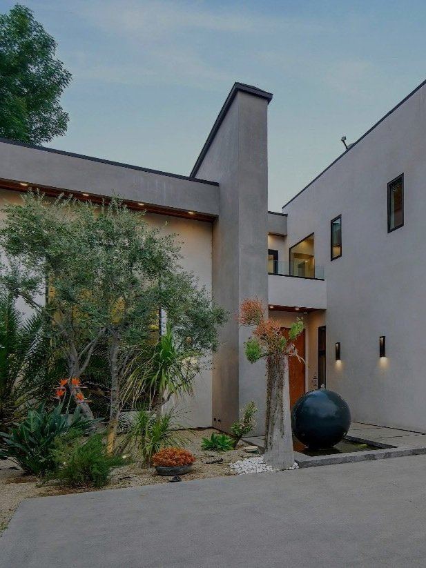 Front elevation at dusk